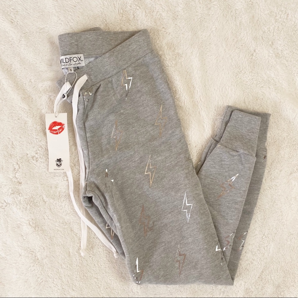 Wildfox Jack High Waist Silver Bolt Sweatpants - Picture 8 of 8